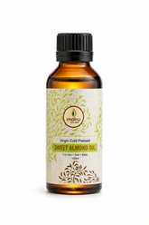 Matru Ayurveda Virgin Cold Pressed Sweet Almond Oil 100ml amber glass bottle on white background — pure badam tel for hair skin and baby