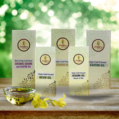 Virgin Cold Pressed Coconut, Castor, Sesame, Neem And Almond Oil Combo