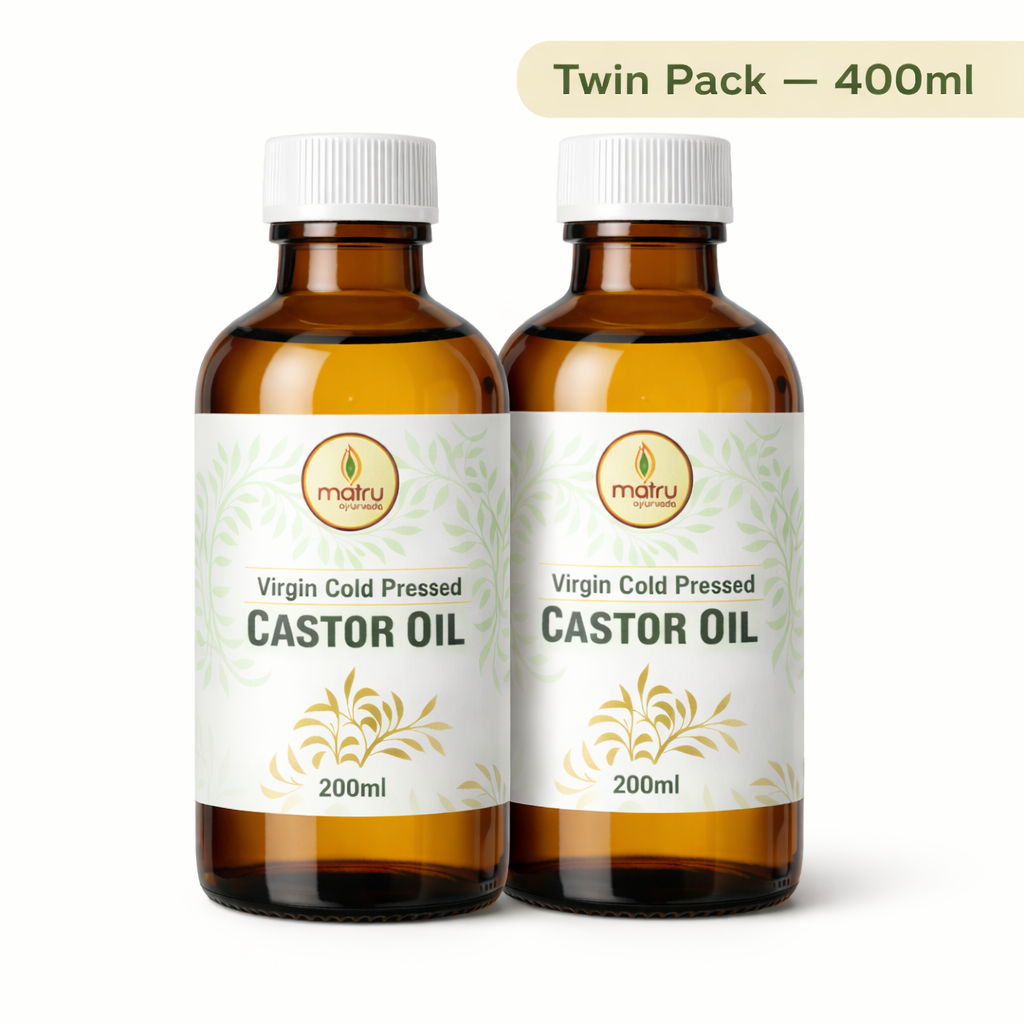 Matru Ayurveda cold pressed castor oil twin pack — 2 x 200ml value bundle, pure and chemical free