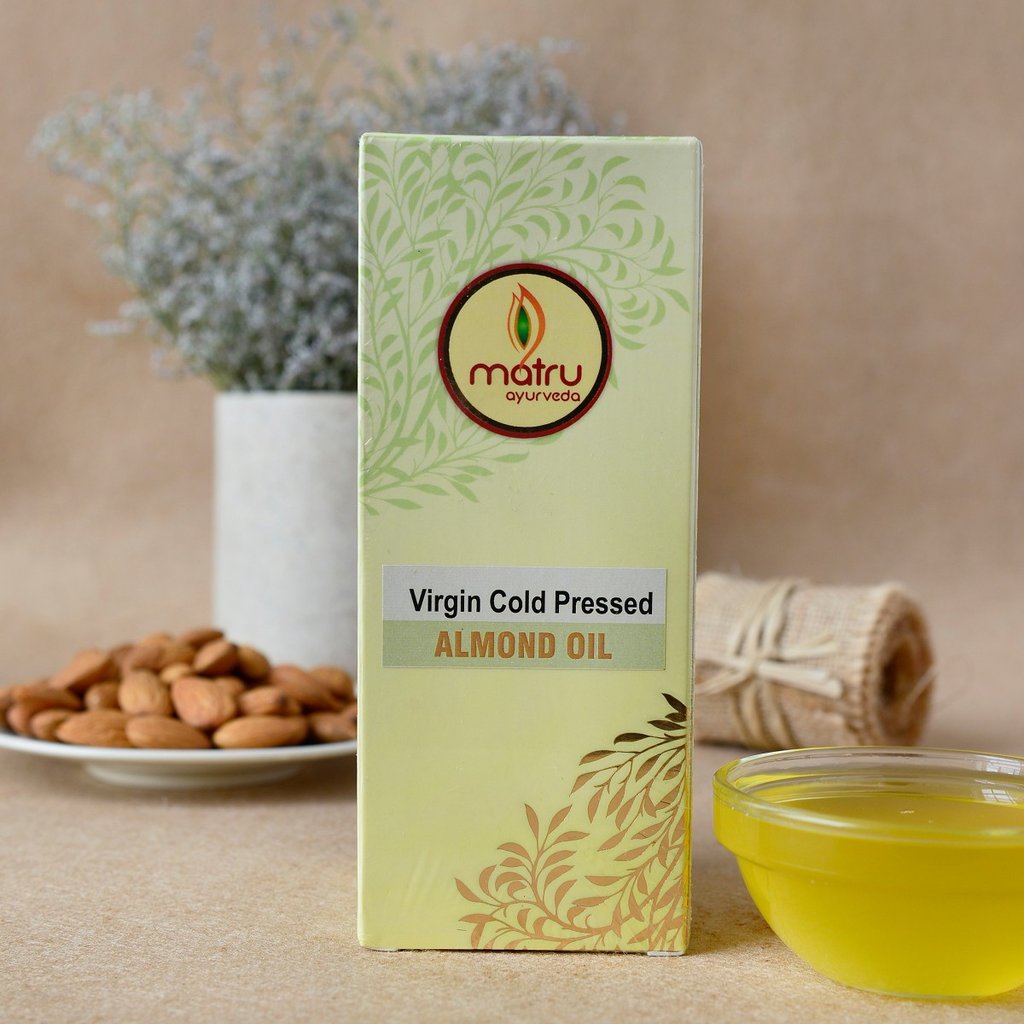 Virgin Cold Pressed Sweet Almond Oil — For Hair Growth, Dark Circles, Skin & Baby Massage | Matru Ayurveda